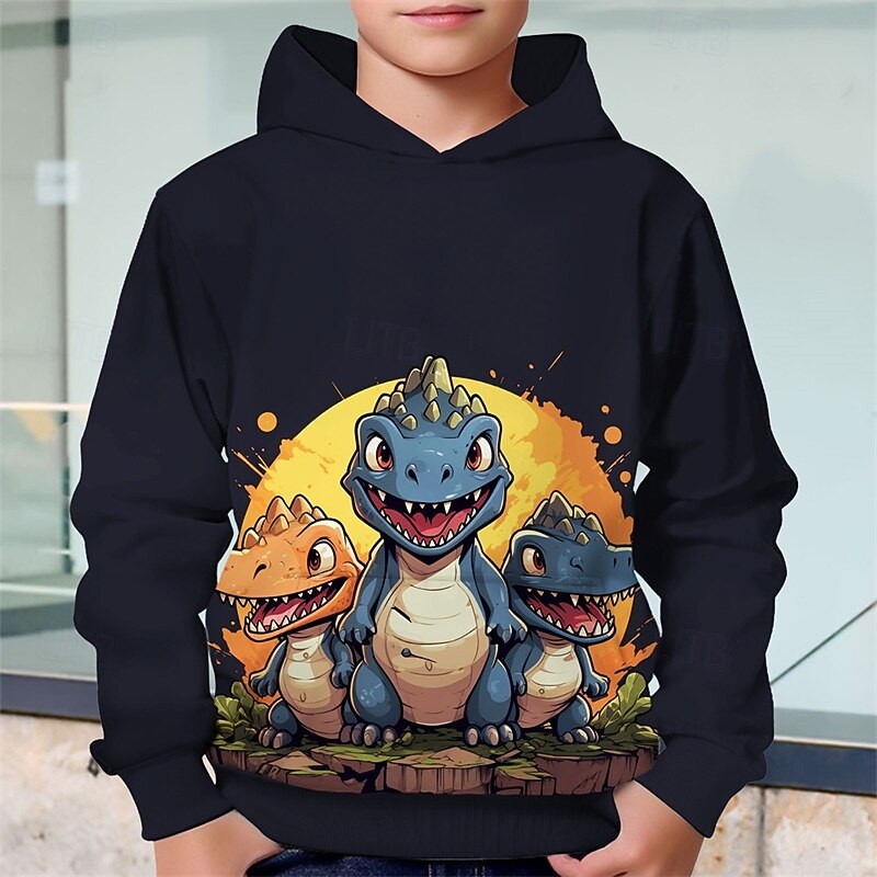 Pojkar 3D Dinosaurie Huvtröja Långärmad Vår Höst Mode Streetwear Barn 4-12 år Huva Utomhus Ledigt Dagligen Normal 2025 - $18.99 –P7