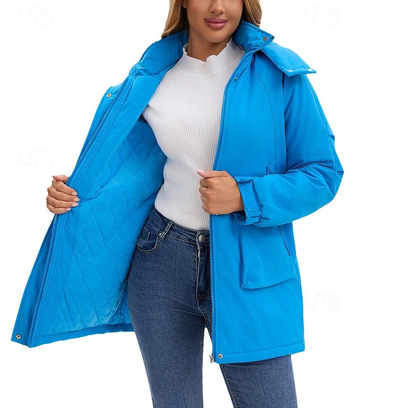 Femmes Veste Décontractée Chaud Confortable Fermeture éclair Avec Poches Mode Extérieur Uni Sortir Week-end Fermeture éclair Régulier À capuche Coupe régulière manche longue Vêtements d'extérieur de 2025 ? $41.99 –P3
