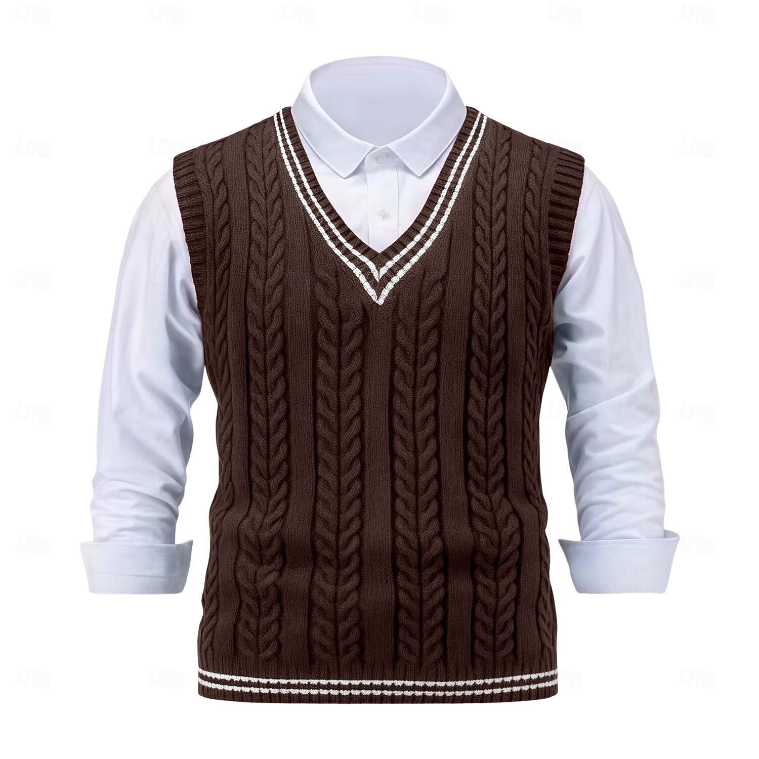 Herren Pullover Pullunder Zopfmuster Stricken Normale Oberteile Gestrickt Schmale Passform Geometrisch V Ausschnitt Strickware Zeitgenössisch Lässig Alltagskleidung Bekleidung Winter Frühling & Herbst 2025 - $25.99 –P2