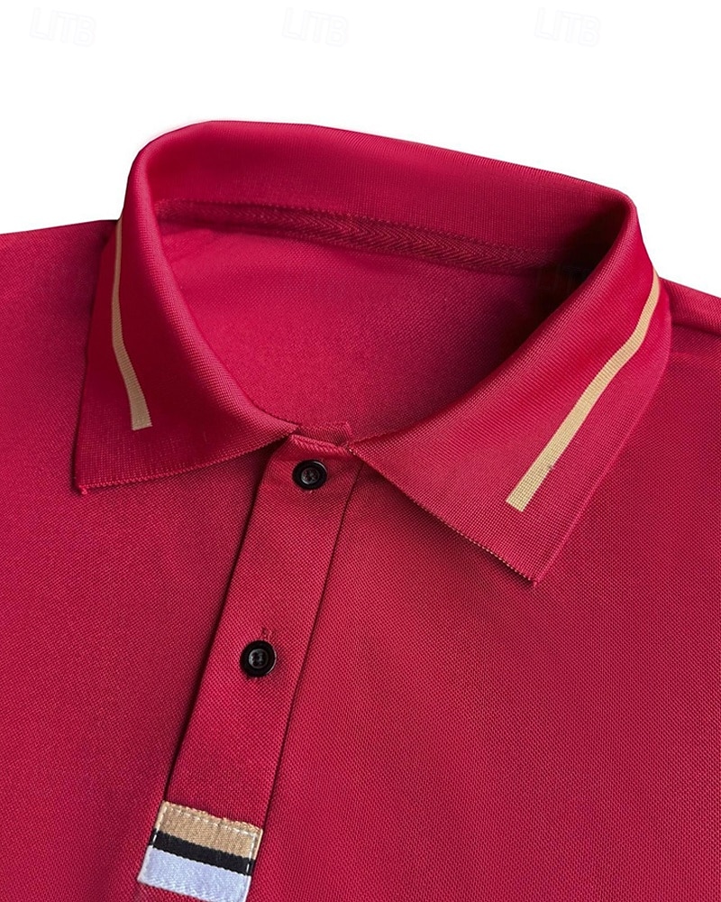 בגדי ריקוד גברים חולצת גולף חולצות פולו גולף עבודה קזו'אל דש שרוולים קצרים בסיסי מודרני אחיד כפתורים קיץ רגיל בורדו חולצת גולף 2025 - $16.49 –P5
