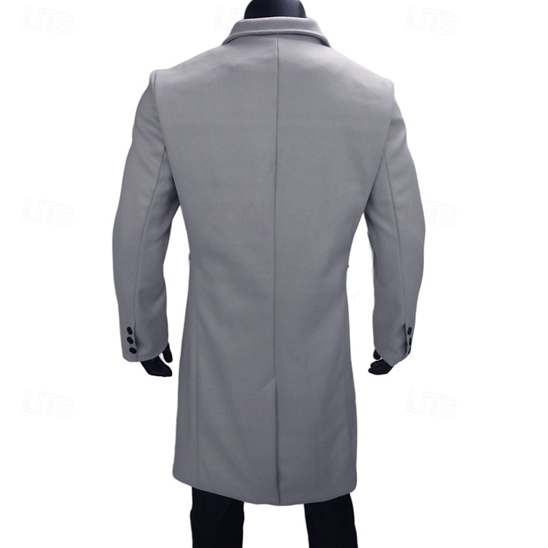 Herren Mantel Trenchcoat Langer Trenchcoat Urlaub Täglich Herbst Winter Polyester Winddicht Warm Oberbekleidung Bekleidung Mode Klassisch Einfach Tasche Revers Doppelreihig 2025 - $44.99 –P6