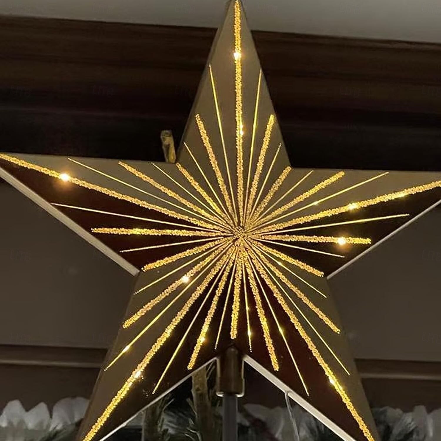 Topo de árvore de Natal estrelado, topo de árvore de gengibre, topo de árvore de resina de 5 pontas, estrela com temporizador automático, serve para todos os tamanhos de árvores, presente elegante para decoração de casa, feriado, mágica e festa de 2025 por $24.99 –P6