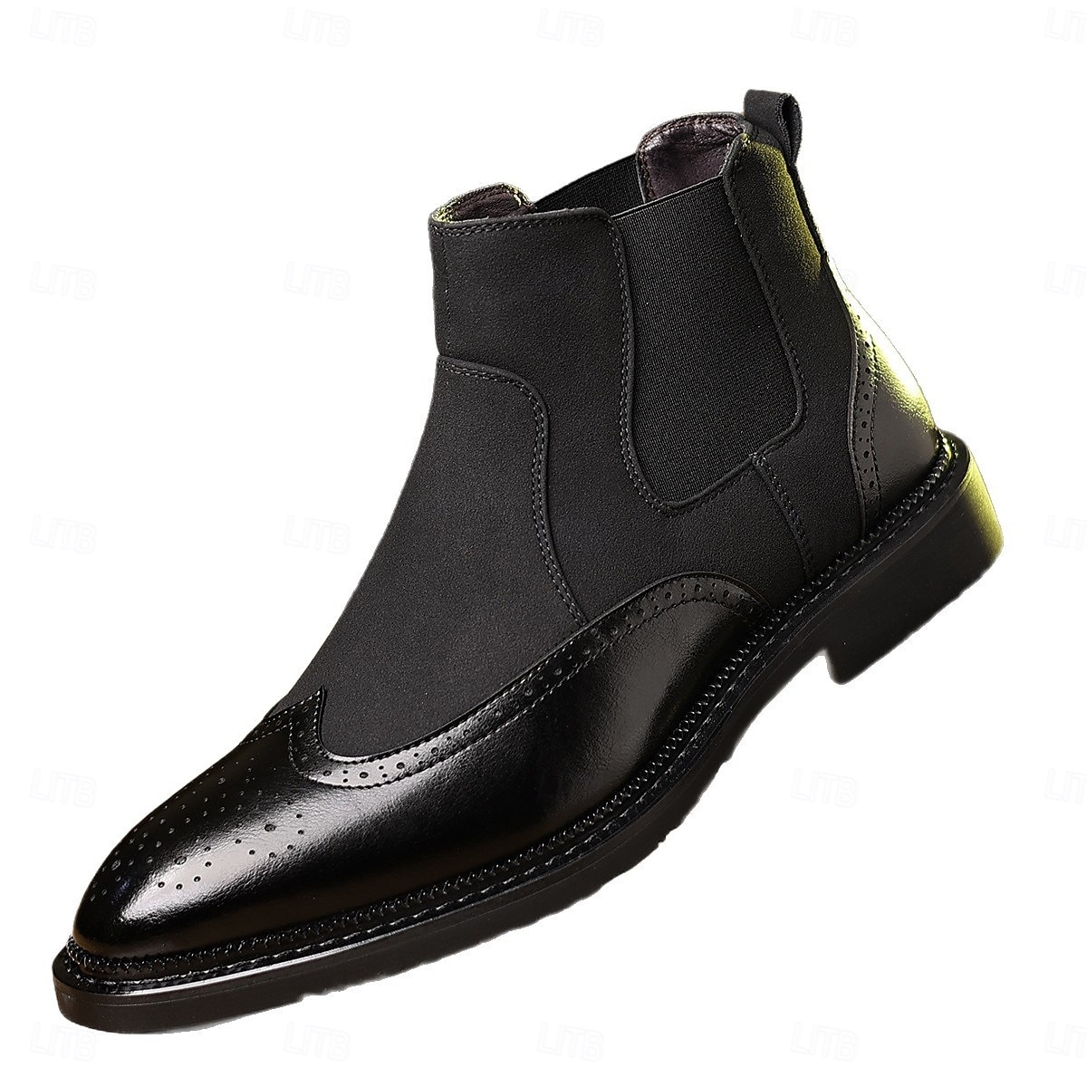 herr chelseaboots med vingspetsbrogue - klassiska business casual ankelboots för kontor och vardagsbruk 2025 - $54.99 –P4