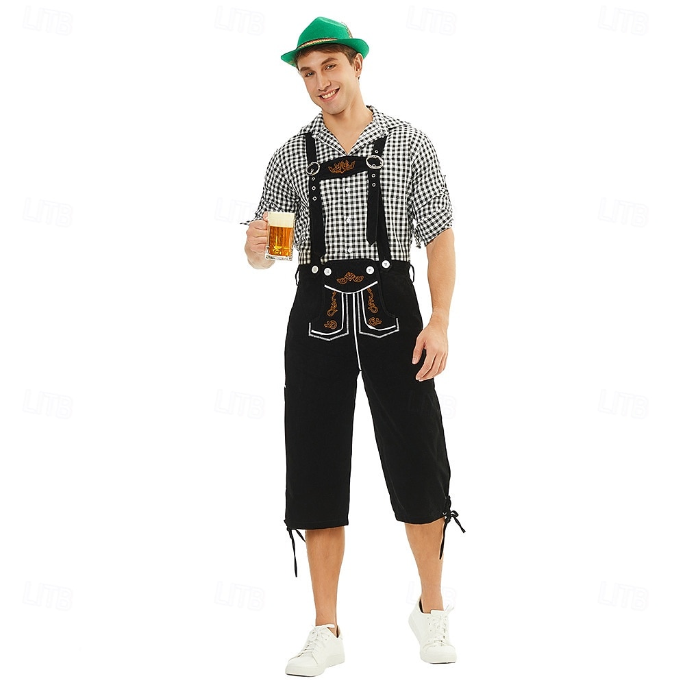 Carnaval Oktoberfest bier Oktoberfest Outfits Gemaskerd Bal Lederhosen Bavarian Duits Traditionele stijl Weiden Voor heren Carnaval Feest Halloween Doek in traditionele stijl Top Short Hoed 2026 - $53.99 –P5
