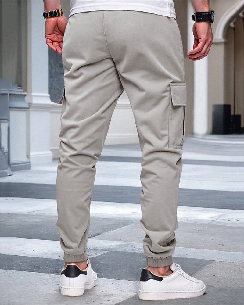 Men's Cargo Pants Joggers Trousers Drawstring Elastic Waist Multi Pocket Plain Wearable Outdoor Daily Camping & Hiking Fashion Classic Black Yellow 2026 - $21.99 –P6
