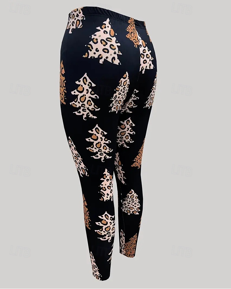 Dam Byxor Damasker Mysiga leggings Streetwear Ledigt Fullängd Hög midjaPantsJul Leopard Träd Elastisk midja Mönster Mateial som andas Bekväm Elastisk Semester Gata Dagliga kläder Svart Sommar Vår Höst 2025 - $23.99 –P3