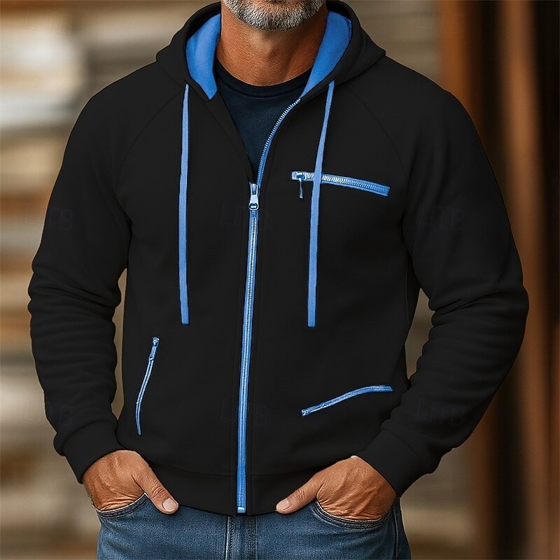 Per uomo Felpa con cappuccio Felpa con cappuccio a zip intera Felpa con cappuccio in pile Rosso bordeaux Nero Bianco Cammello Grigio Con Cappuccio Semplice Patchwork Blocco di colore Sport & Outdoor del 2025 a $23.99 –P5