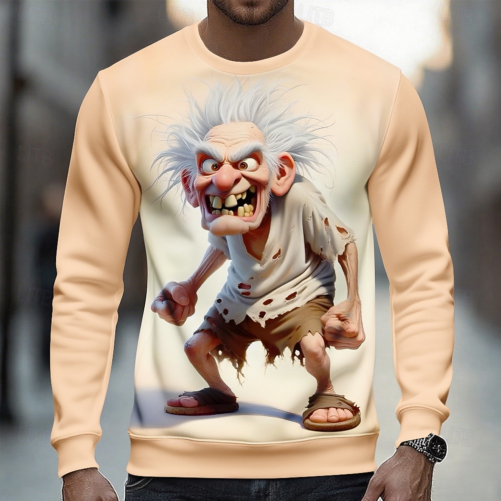 Pánské 3D Starý muž Mikina Na běžné nošení Dlouhý rukáv Tričkový Domů Dar Streetwear Khaki Výstřih ke krku 3D Celý rok Návrhář 2025 - $26.99 –P1