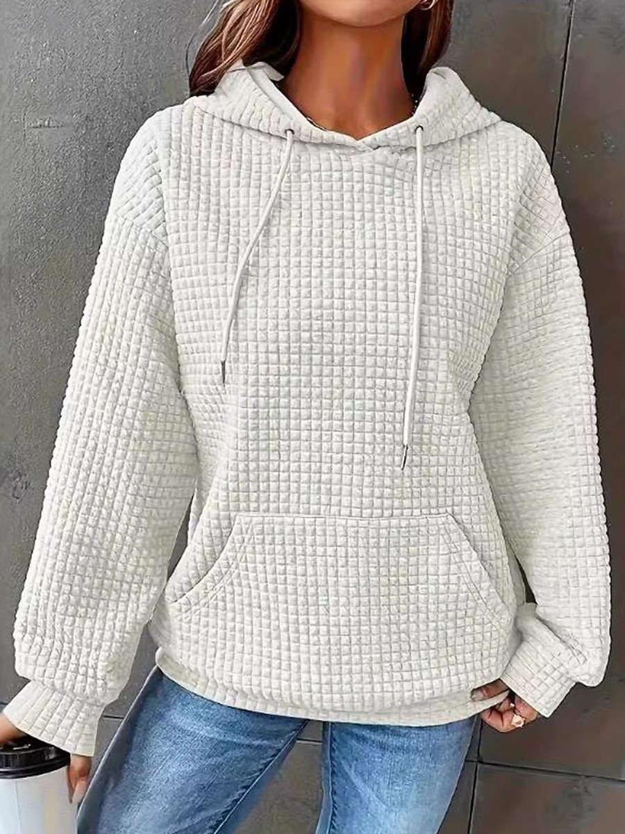 Femmes Sweats à capuche Uni Occasionnel manche longue À capuche Hauts Réguliers Rue Tenue Quotidienne Avec Poches Imprimé Noir Blanche Rose Claire Vert Véronèse Bleu de minuit Automne Hiver de 2025 ? $25.99 –P6