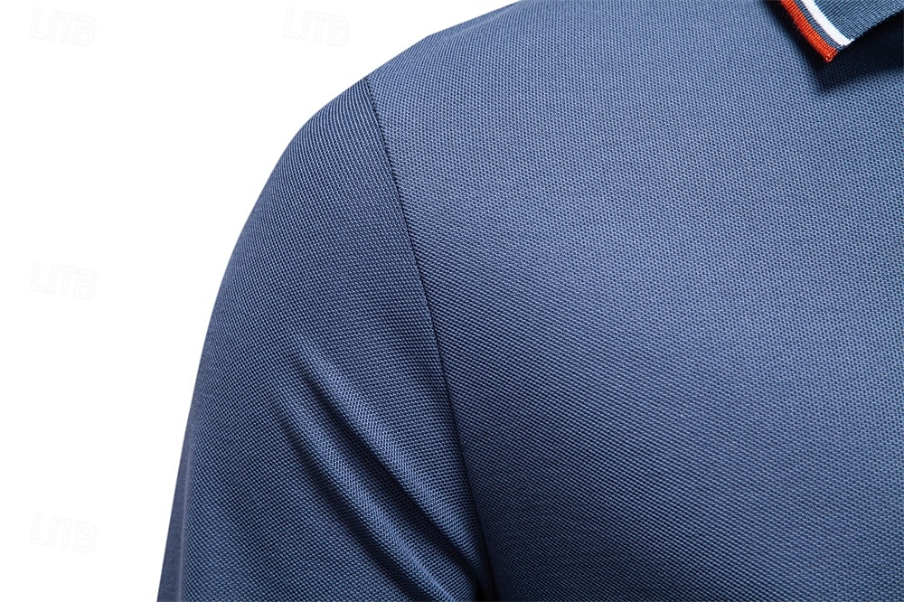 Hombre Polo Trabajo Negocio Cuello Vuelto Manga Larga Ocio Cómodo Plano Bloque de Color Puro Todas las Temporadas Ajuste regular Rojo rubí Negro Blanco Azul Marino Oscuro Gris claro Verde Ejército 2026 - $22.99 –P13