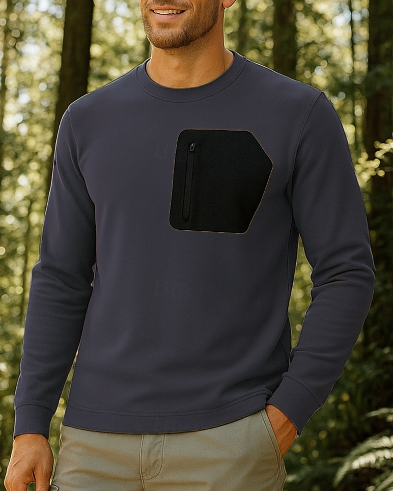Herren Sporthemd Wanderhemd Langarm Rundhalsausschnitt Oberteil Außen Schnelltrocknend Atmungsaktiv Polyester Schwarz Armeegrün Khaki Tennis Golfspiel Laufen 2025 - $41.99 –P6