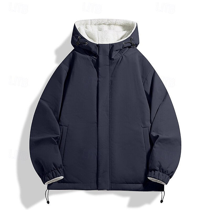 Homens Casaco de lã Jaqueta casual Ao ar livre Férias Quente Zíper Bolsos Outono Inverno Tecido Moda Roupa de rua Colarinho Clerical Padrão Cinzento Verde Preto Tinta Azul Roxo Café Casaco de 2025 por $63.99 –P5