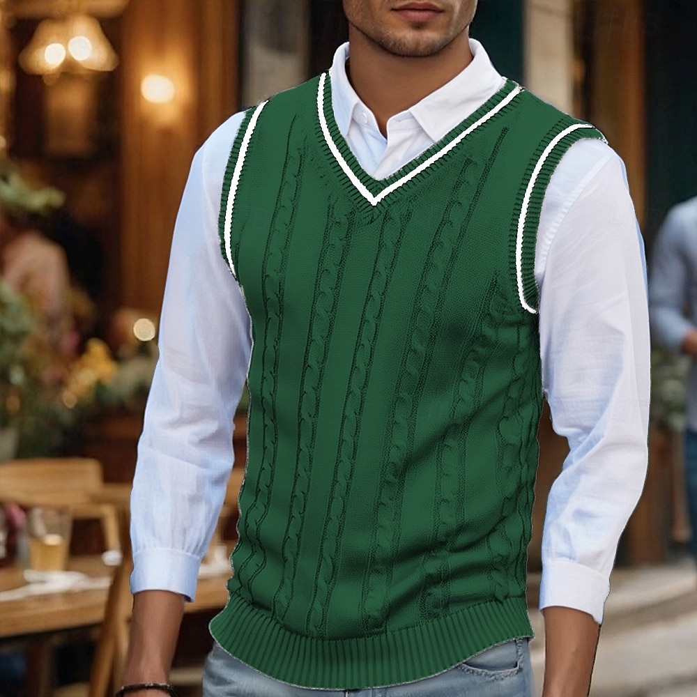 Homme Pull de Noël Chandails de Noël Pull Gilet pull de Noël Robe pull Côtelé Torsadé Tricoter Hauts Réguliers Tricoté Uni Col en V Mode Occasionnel Vacances Tenue quotidienne Vêtement Tenue Automne de 2026 ? $29.99 –P13