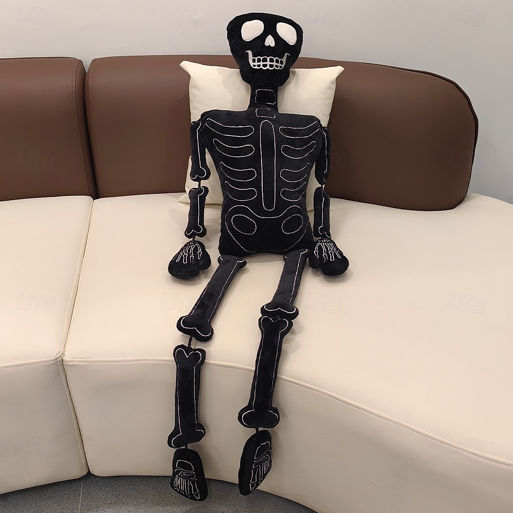 Peluche scheletro di Halloween da 18 pollici - morbido teschio spettrale imbottito per decorazioni di Halloween, casa stregata, dolcetto o scherzetto, oggetti di scena per atmosfere spaventose del 2025 a $32.99 –P3