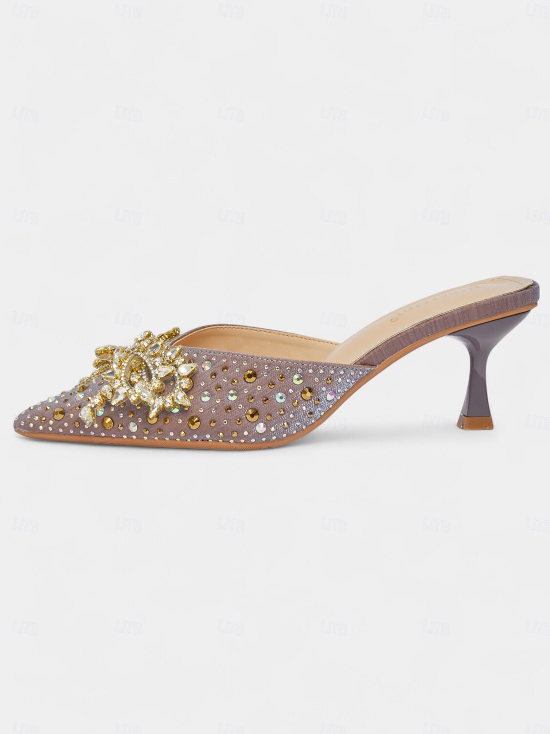 Women's Rhinestone Pointed Toe Mules - Glitter Slip-On Kitten Heels with Pearl Bow for Cocktail Parties & Evening Events 2025 - $42.99 –P6