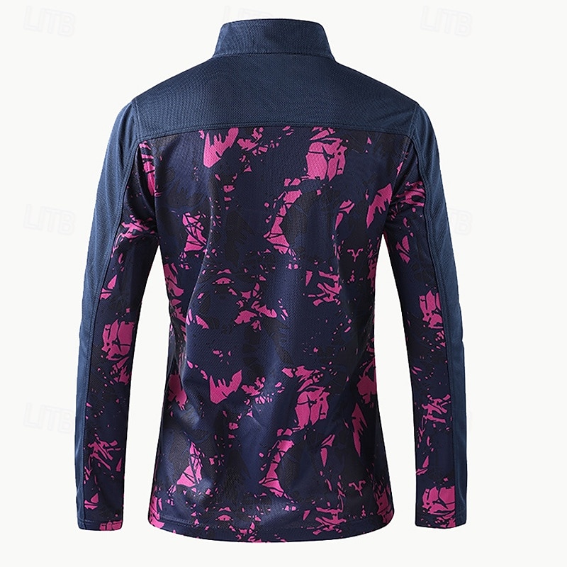 Damen Wanderhemd Wanderspitze Hemd mit Viertelreißverschluss Langarm Stehkragen Oberteil Außen Schnelltrocknend Schweißableitend Polyester Tarnung Grün Tennis Golfspiel Laufen 2025 - $32.99 –P2