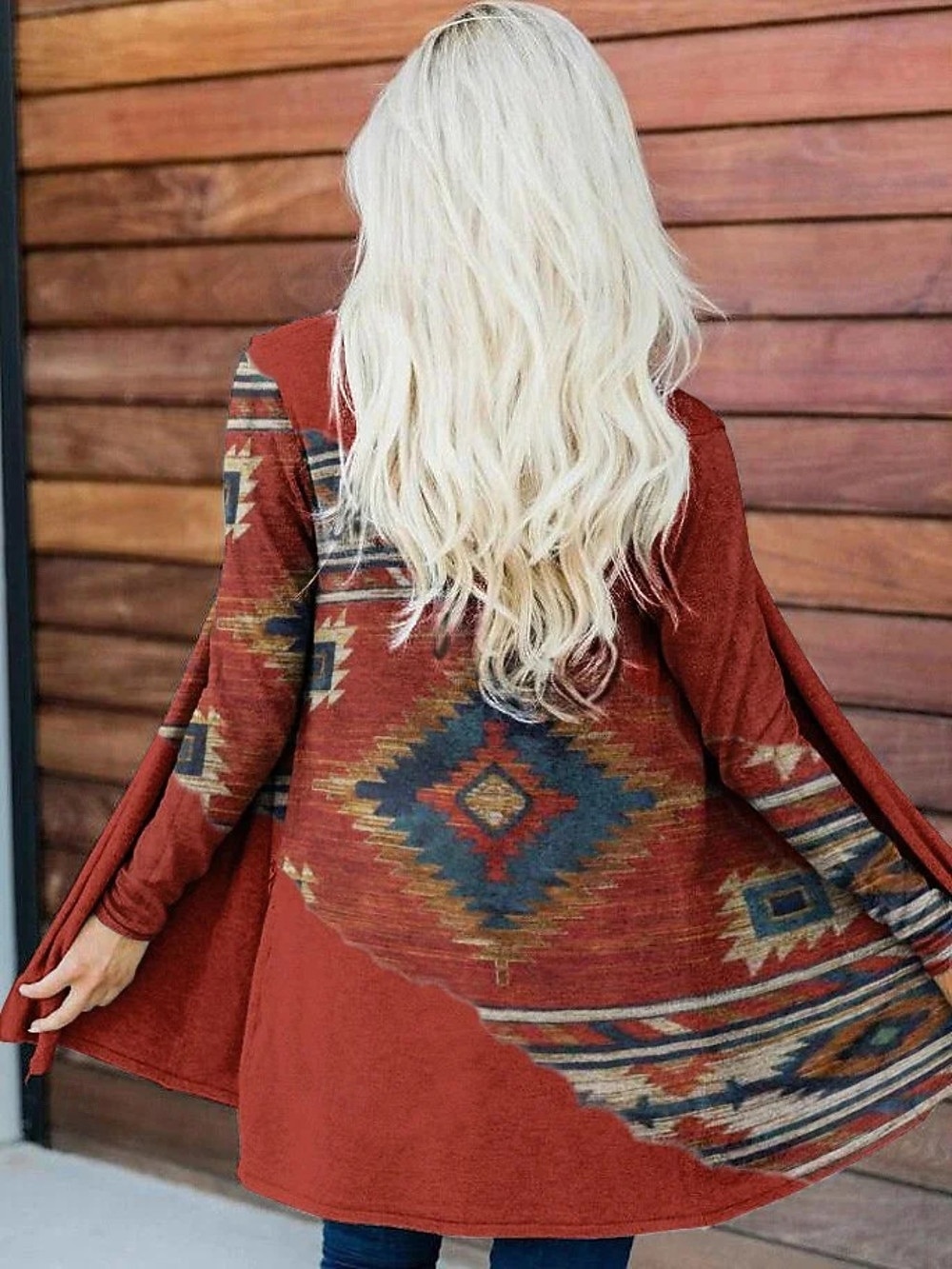 Pentru femei Sacou Cald Comfortabil Tiv neregulat Elegant Epocă Modă Modern Stradă Casual Îmbrăcăminte Atletică Zilnic Lung Fără Guler Potrivire Largă Manșon Lung Îmbrăcăminte exterioară Roșu-aprins 2025 - $23.99 –P3
