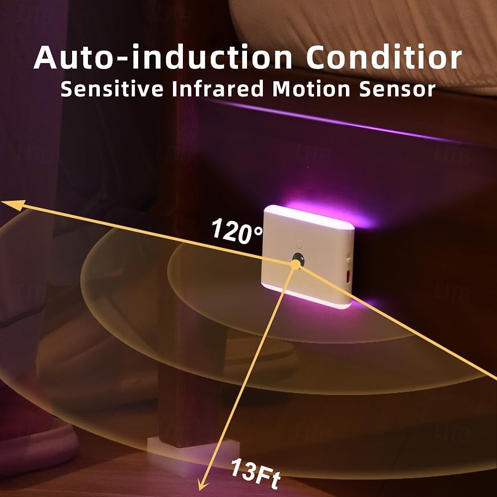 Перезаряжаемый светодиодный ночник с регулируемой яркостью, меняющий цвет, подсветка для лестницы, датчик движения для помещений, ночник RGB для прихожей, спальни, детской комнаты, кухни, лестницы, 2026 - $22.99 –P2