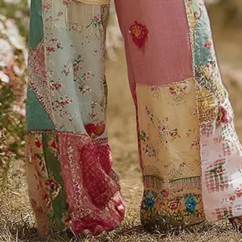 Per donna Gamba larga Pantaloni Pantaloni Palazzo Moda Boho Lunghezza intera Vita Alta Blocco di colori Fiore Coulisse Elastico in vita Stampato Traspirabilità Confortevole Streetwear Abbigliamento del 2025 a $20.99 –P3