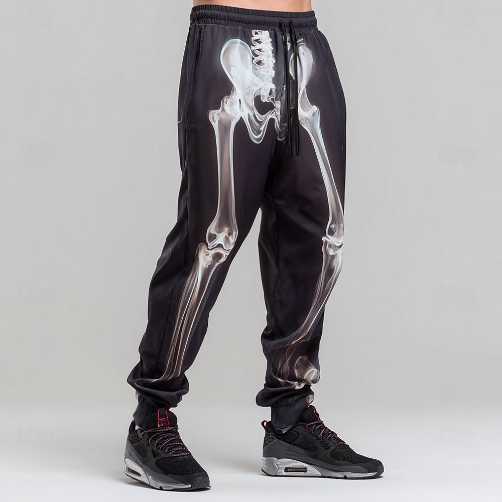 Halloween Homens Esqueleto Trajes da Noite das Bruxas Calças Esportivas Corredor Calças Cintura Média Cintura elástica com cordão Estilo gótico escuro Feriado Streetwear Calça de moletom esportiva de 2025 por $22.99 –P1
