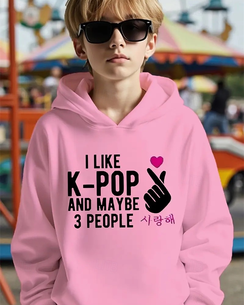 K-pop-huvtröja med grafisk design för pojkar - långärmad, avslappnad tröja med livfullt animetryck för höst/vinter, perfekt för vardagskläder eller speciella tillfällen. 2025 - $18.99 –P1