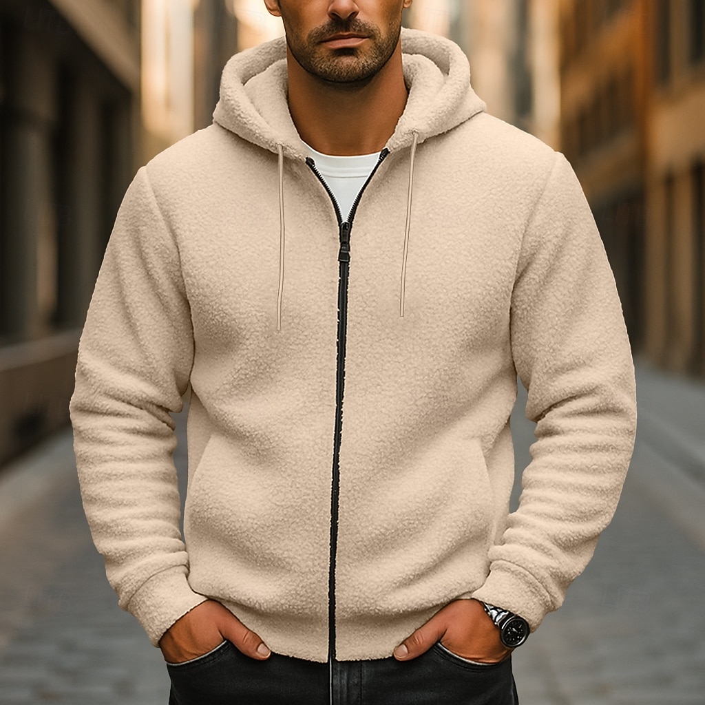 Per uomo Felpa con cappuccio Felpa con cappuccio a zip intera Felpa con cappuccio in pile Nero Blu marino Cachi Grigio Con Cappuccio Semplice Con zip Sport & Outdoor Casuale Quotidiano Streetwear del 2025 a $32.99 –P1