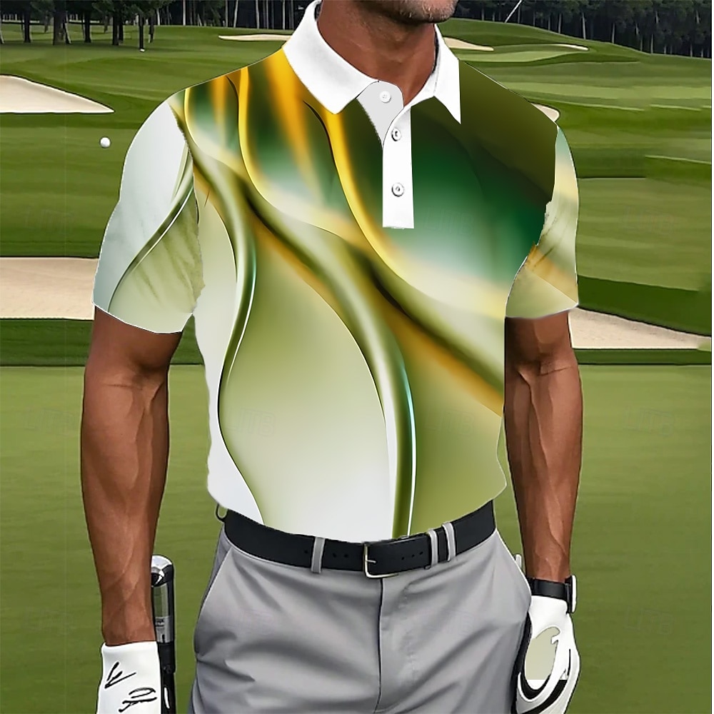 Férfi Geometriai Golf Póló Rövid ujjú Pólóingek Hajtóka Alkalmi Sportruházat Hétköznapi viselet 3D nyomtatás Gombok Nyár Medence Bíbor Lóhere 2025 - €18.14 –P1