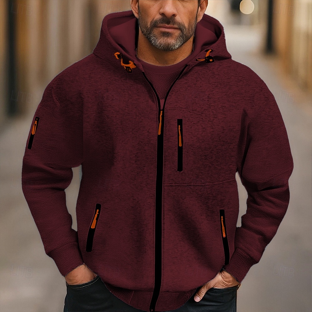 Per uomo Felpa con cappuccio Felpa con cappuccio a zip intera Felpa con cappuccio in pile Nero Vino Blu marino Blu Reale Verde scuro Con Cappuccio Semplice Tasca Sport & Outdoor Quotidiano Ferie del 2025 a $23.99 –P7