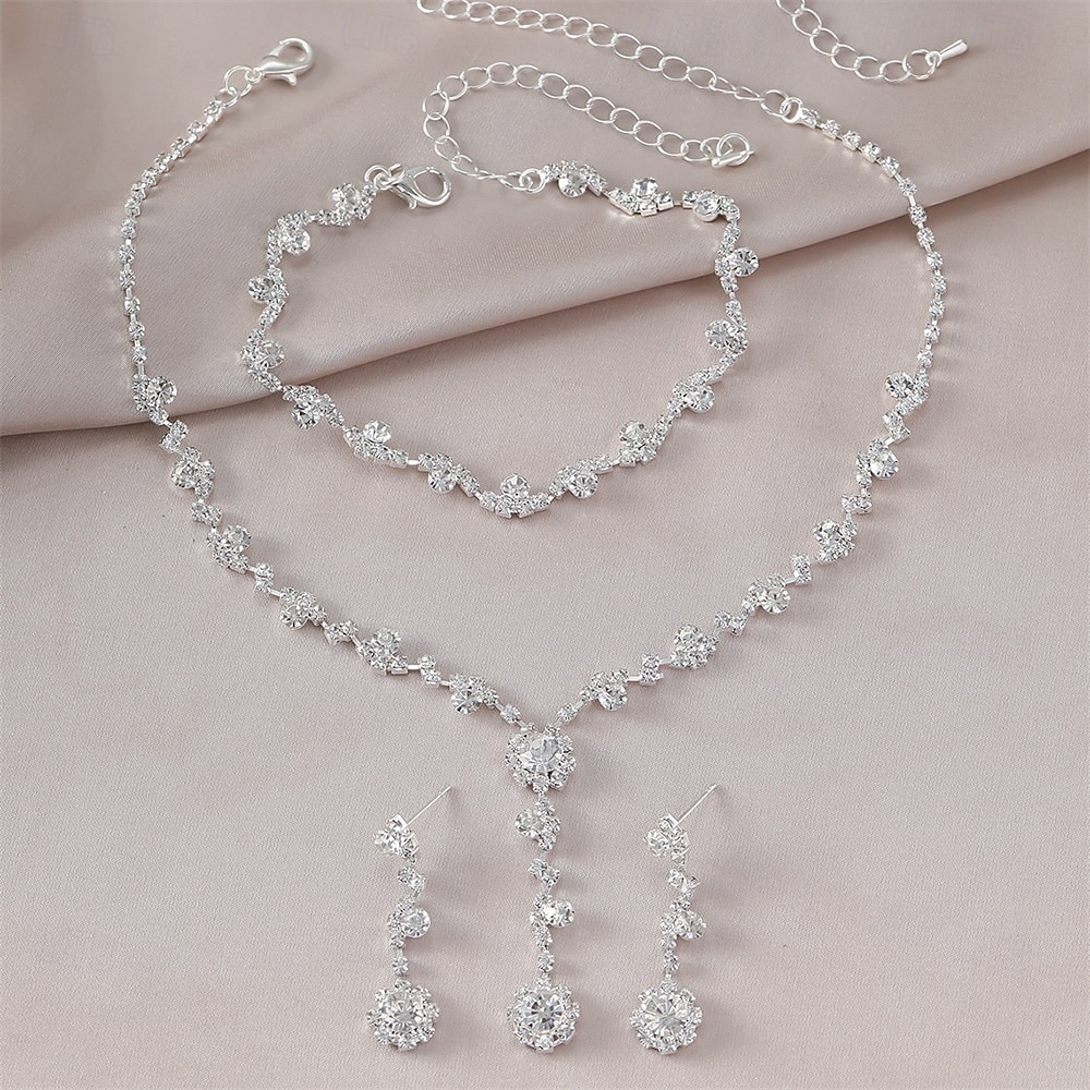 Parure de bijoux 3 Noir Strass Chrome 1 Bracelet Boucles d'oreilles Collier Femmes Élégant ancien Mode Le style rétro Classique Rond Parure de Bijoux Pour Mariage Soirée robe demoiselle d honneur de 2025 ? $14.99 –P5