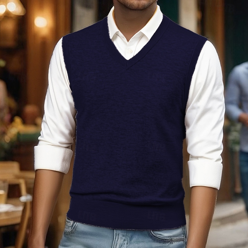 Herren Pullunder Kleid Pullover Pullover Weste Strickpullover Gerippt Stricken Normale Oberteile Gestrickt Einfach V Ausschnitt Mode Lässig Urlaub Alltagskleidung Bekleidung Frühling Herbst 2026 - $45.99 –P7