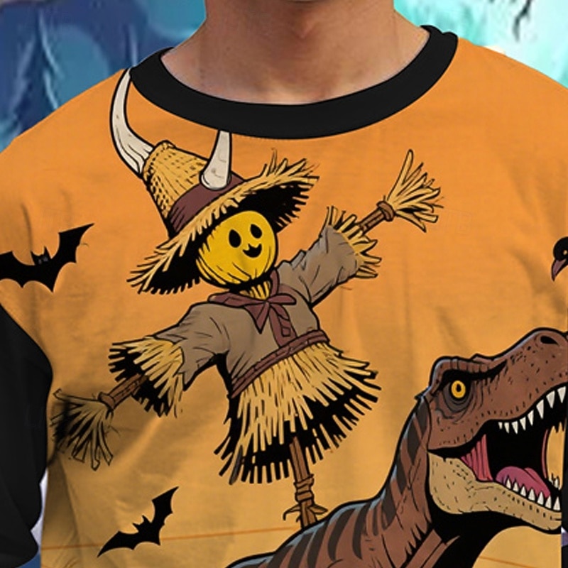 Halloween Pojkar 3D Tecknat Dinosaurie T-shirt Långärmad Vår Höst Mode Grundläggande Barn 4-12 år Rund hals Utomhus Ledigt Dagligen Normal 2025 - $13.99 –P4