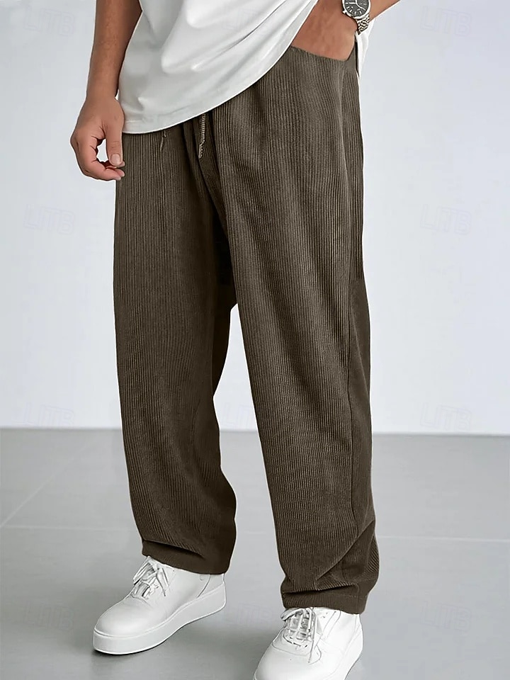 Per uomo Pantaloni da tuta Pantaloni Pantaloni in velluto a coste Pantaloni casual Coulisse Elastico in vita Gamba Dritta Tinta unica Semplice Traspirante Lunghezza intera Casuale Quotidiano Uscire del 2026 a $25.99 –P8