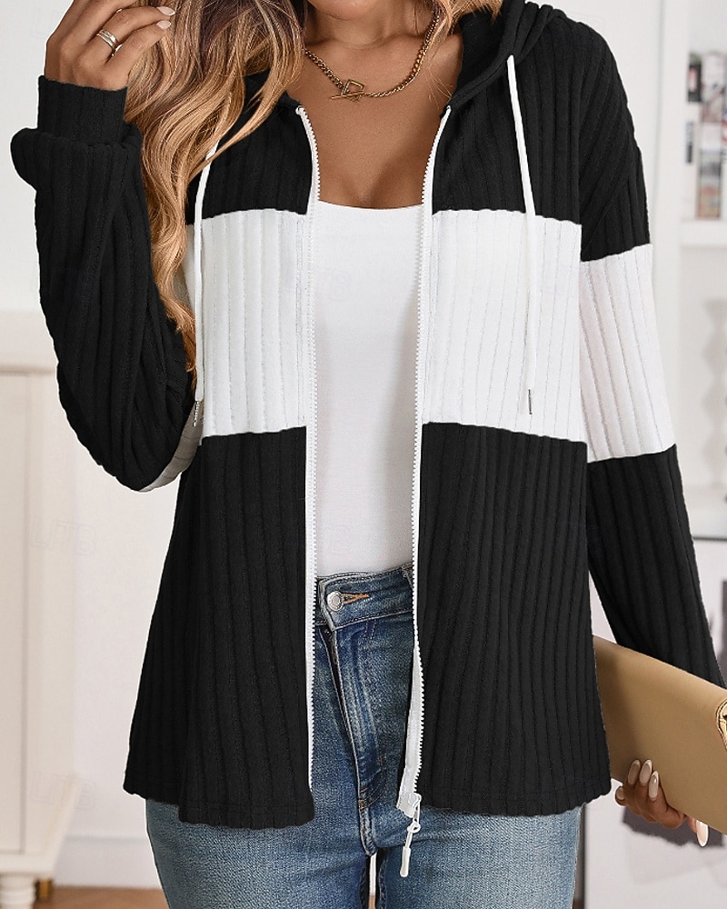 Damen Kapuzenjacke Bequem Patchwork Reißverschluss Lässig Farbblock Ausgehen Wochenende Reisverschluss Regulär Mit Kapuze Normale Passform Langarm Oberbekleidung Schwarz Hellgrün Rosenrot Herbst 2025 - $26.99 –P9