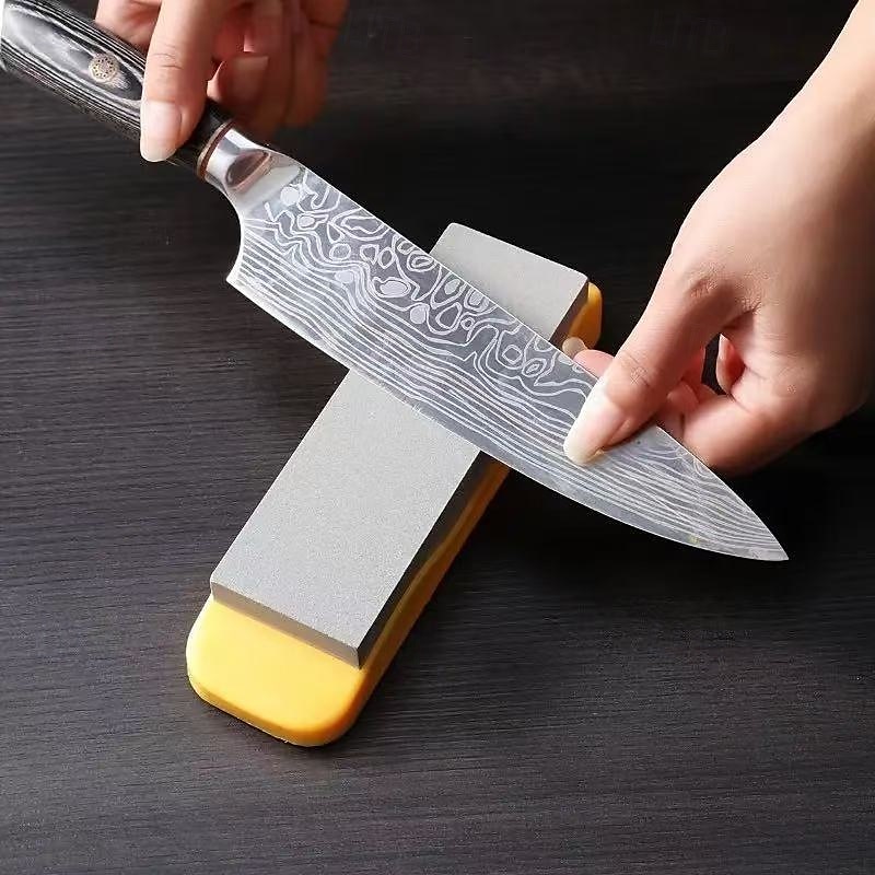 2 pietre per affilare a doppia faccia con elevata durezza – base in plastica antiscivolo, affilacoltelli manuali per coltelli da cucina, colori casuali del 2025 a $10.99 –P2