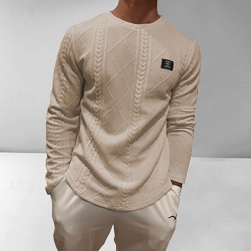 Herr Tröja Vit Rund hals Slät Jacquard Dagligen Sport & Utomhus Helgdag Polyester Streetwear Grundläggande Ledigt Vår Höst Kläder Pull Tröjor Långärmad 2026 - $28.99 –P4