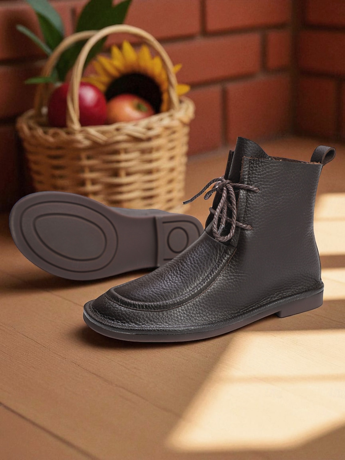 Ghete negre pentru femei din piele naturală, cu șireturi – pantofi casual din piele de vacă, rezistenți, pentru serviciu, călătorii și ținute de zi cu zi 2025 - $94.99 –P2