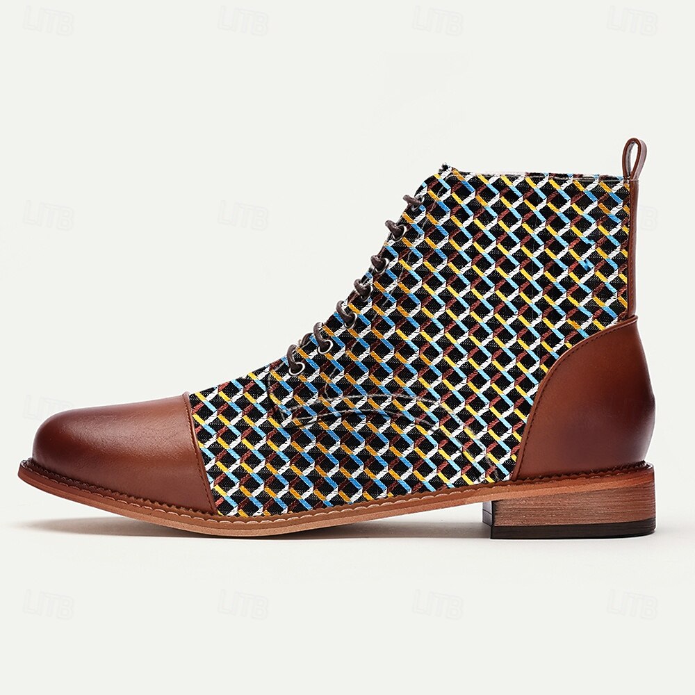 Homens Botas Caminhada Pele PU Tecido Jacquard Confortável Antiderrapante Respirável Botas / Botins Com Cadarço Marron Outono Inverno de 2025 por $46.99 –P3