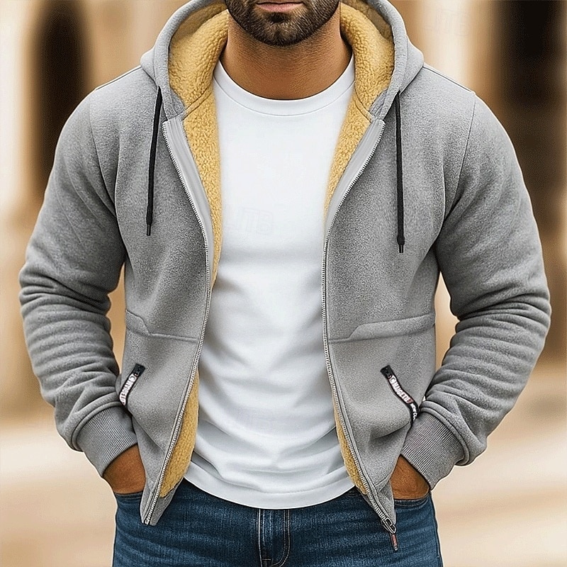 Hombre Sudadera Sudadera con capucha y cremallera completa Sudadera con capucha de lana Sudadera con capucha forrada de polar Rojo tinto Negro Blanco Verde Ejército Azul Marino Con Capucha Plano 2025 - $37.99 –P5