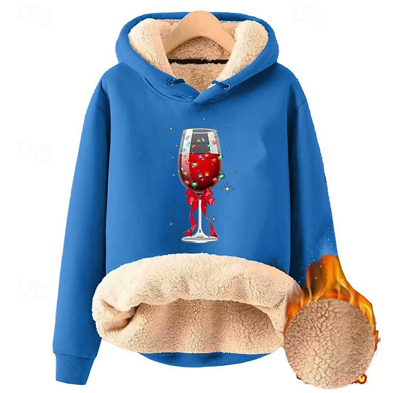 Mulheres Pulôver Moletom Com Capuz Árvore de Natal Roupa de rua Casual Manga Longa Com Capuz Tops regulares Rua Para Noite Bolsos Imprimir Azul denim Amarelo Azul Marinha Azul Azul Escuro Inverno de 2025 por $21.99 –P4