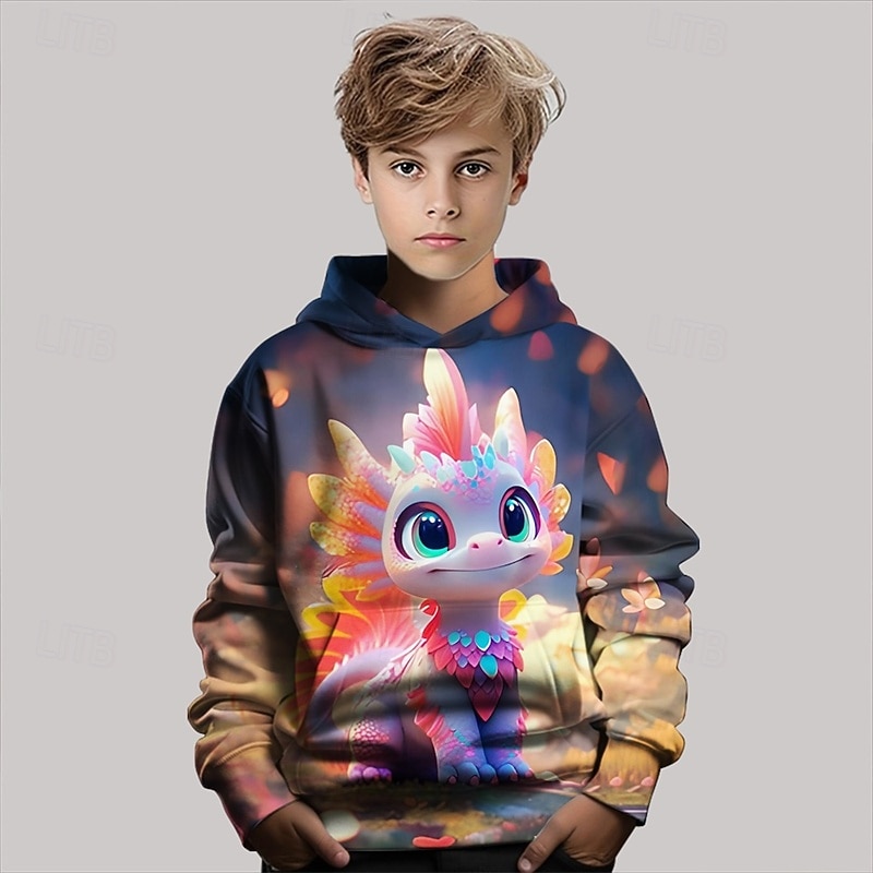 Pojkar 3D Drake Huvtröja Långärmad Vår Höst Mode Streetwear Barn 4-12 år Huva Utomhus Ledigt Dagligen Normal 2025 - $18.99 –P3