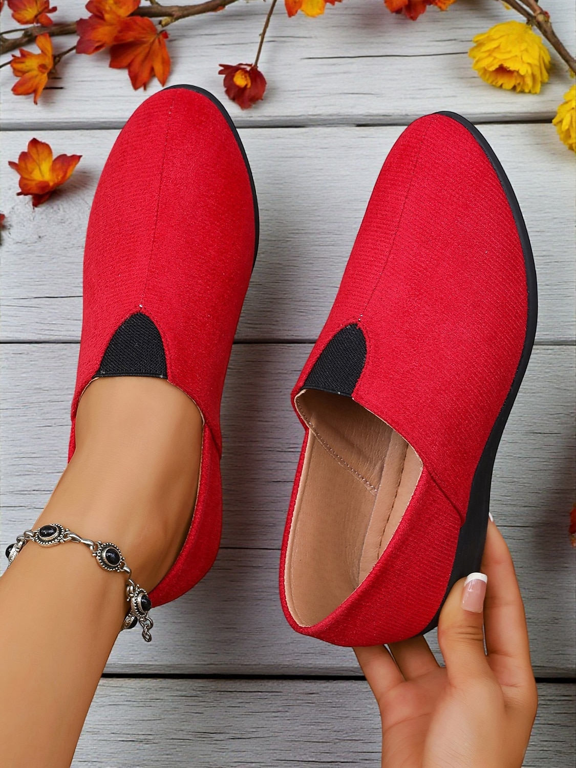 Rode instappers voor dames – lichtgewicht comfortloafers voor dagelijks gebruik, kerst, winkelen en reizen 2026 - $18.99 –P2
