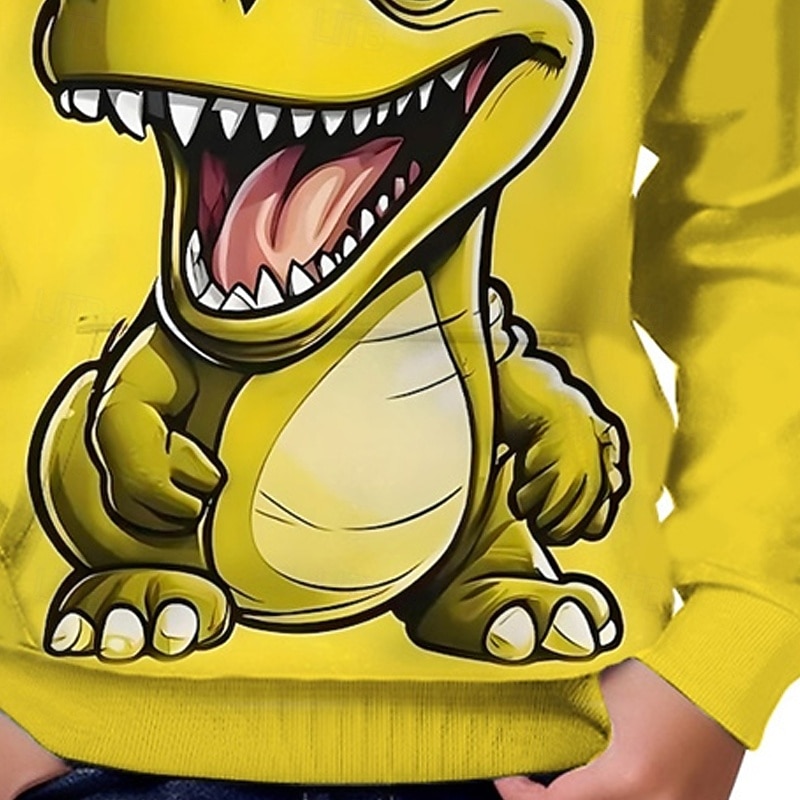 Pojkar 3D Dinosaurie Huvtröja Långärmad Vår Höst Mode Streetwear Barn 4-12 år Huva Utomhus Ledigt Dagligen Normal 2025 - $18.99 –P5