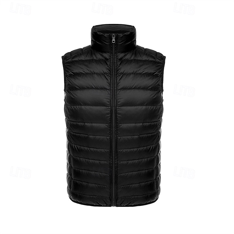 Homens Baixa Colete puffer Colete Gilet Férias Diário Encontro Moda Casual Inverno Bolsos Poliéster Penas de Pato Manter Quente Confortável Côr Sólida Zíper Colarinho Chinês Normal Preto Vinho Azul de 2026 por $34.99 –P1