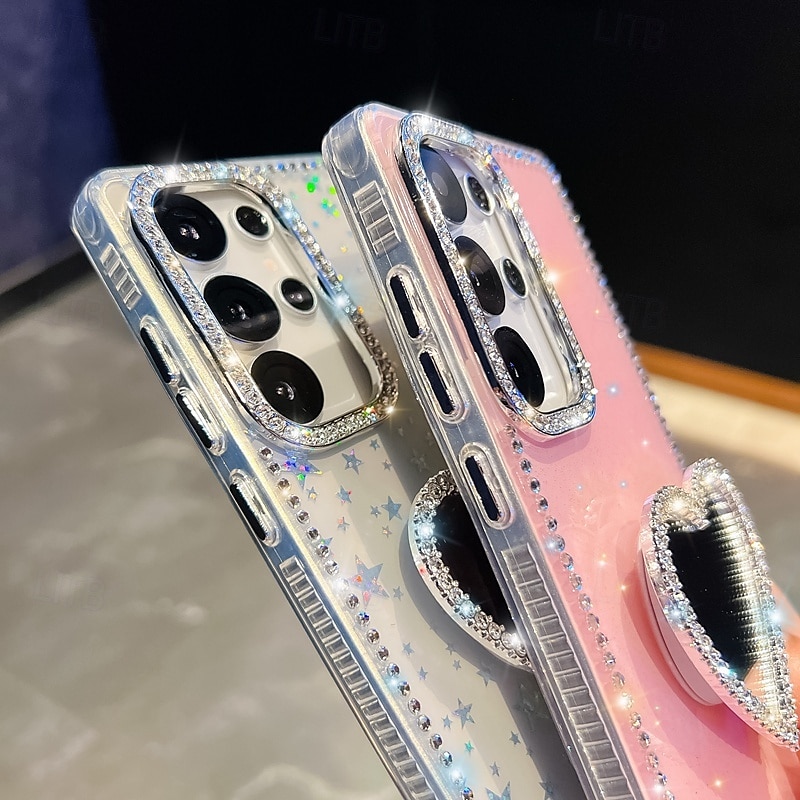 Phone Case For Samsung Galaxy S25 S24 Ultra Plus S24 FE S23 A16 A55 5G A35 5G A15 Back Cover Mirror Kickstand Shockproof Heart Silicone 2025 - $11.99 –P1