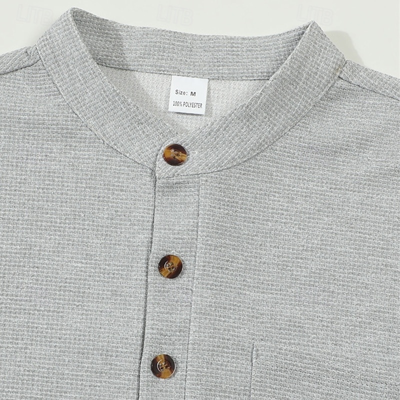 Per uomo Camicia Camicia popover Camicia Estiva Camicia casual Camicia da Spiaggia Nero Bianco Vino Verde scuro Kaki Manica Lunga Semplice Colletto alla coreana Vacanza Camicia hawaiana Abbigliamento del 2025 a $19.99 –P9