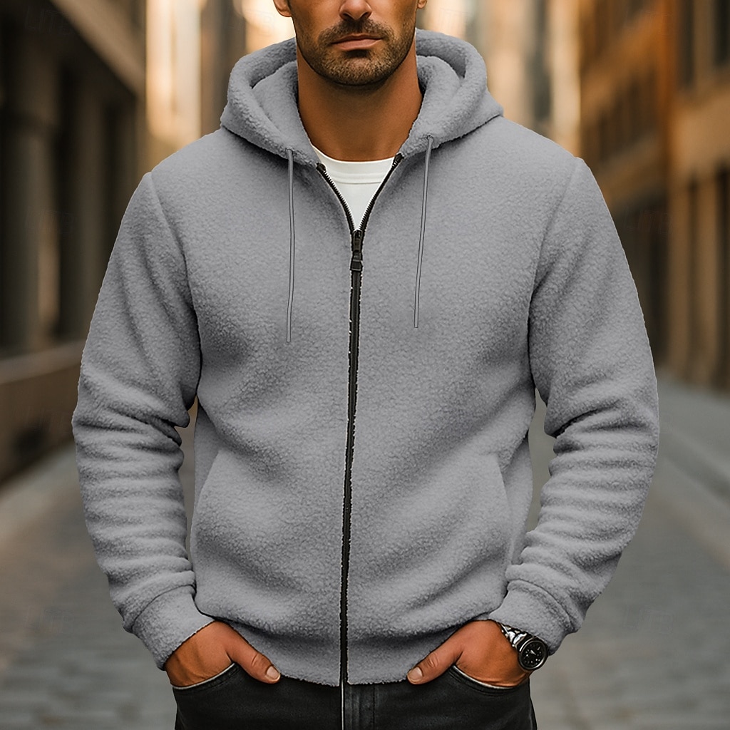 Per uomo Felpa con cappuccio Felpa con cappuccio a zip intera Felpa con cappuccio in pile Nero Blu marino Cachi Grigio Con Cappuccio Semplice Con zip Sport & Outdoor Casuale Quotidiano Streetwear del 2025 a $32.99 –P2