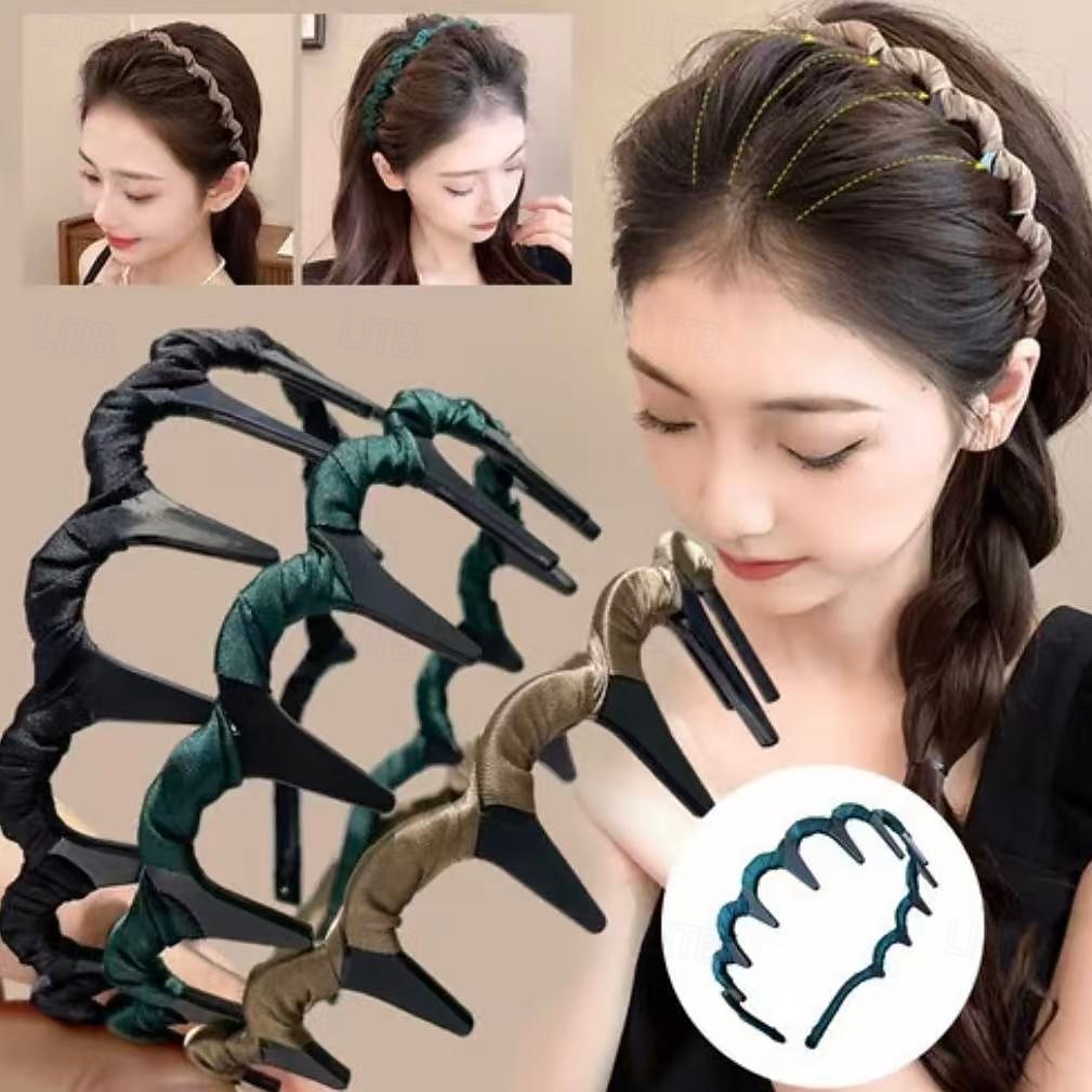 Diadema retro de calavera alta con perlas para mujer, 3/6 unidades, diadema francesa antideslizante con dientes, elegante accesorio para peinar el cabello y lavarse la cara. 2025 - $9.99 –P2