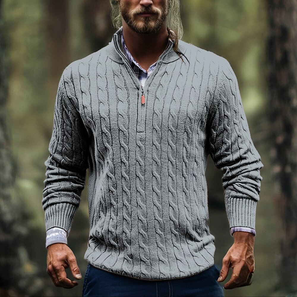 Per uomo Maglione Maglioni con zip a un quarto Maglione a maglia A Coste Maglia Top Regolari Lavorato a maglia Semplice Collo alla coreana Moda Casual Vacanza Abbigliamento quotidiano Abbigliamento del 2025 a $37.99 –P4