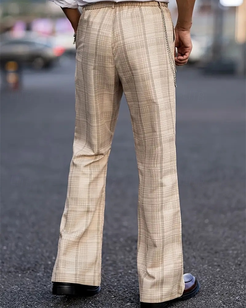Herren Anzughose Hose Chinos Tasche Knöpfe Karomuster Komfort Formell Party Arbeit Mode Klassicher Stil Khaki Mikroelastisch 2025 - $27.99 –P2