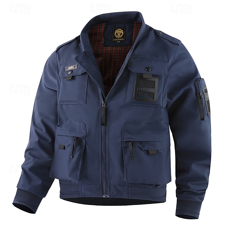 Homme Veste Légère Veste Cargo Veste Décontractée Vacances Quotidien Résistant à l'usure Avec Poches Automne Hiver Uni Mode Classique Col montant Régulier Noir Jaune Orange Bleu de minuit Beige Veste de 2025 ? $53.99 –P19